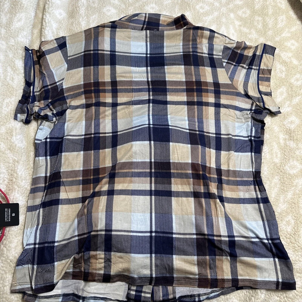 HALE BOB Womens Pajamas Shirt Pants Set Plaid Size LARGE NEW NWT $129.00 - Picture 5 of 7